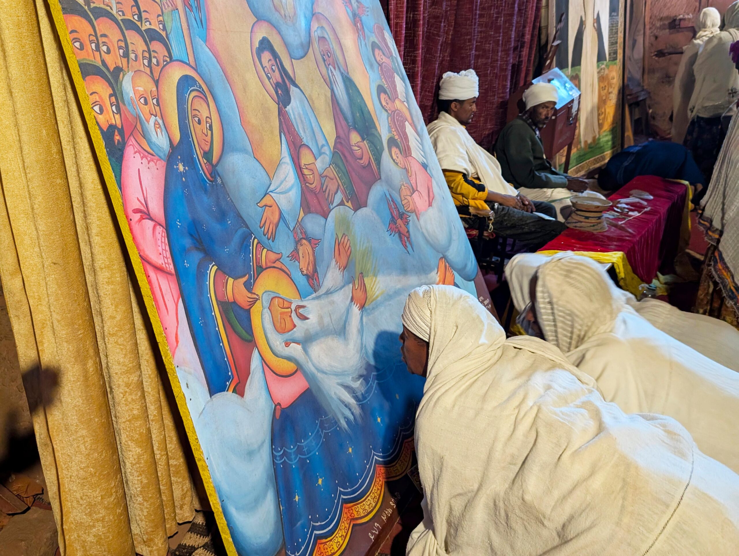 In this photo provided by Nicole Evatt, Pilgrims and visitors...