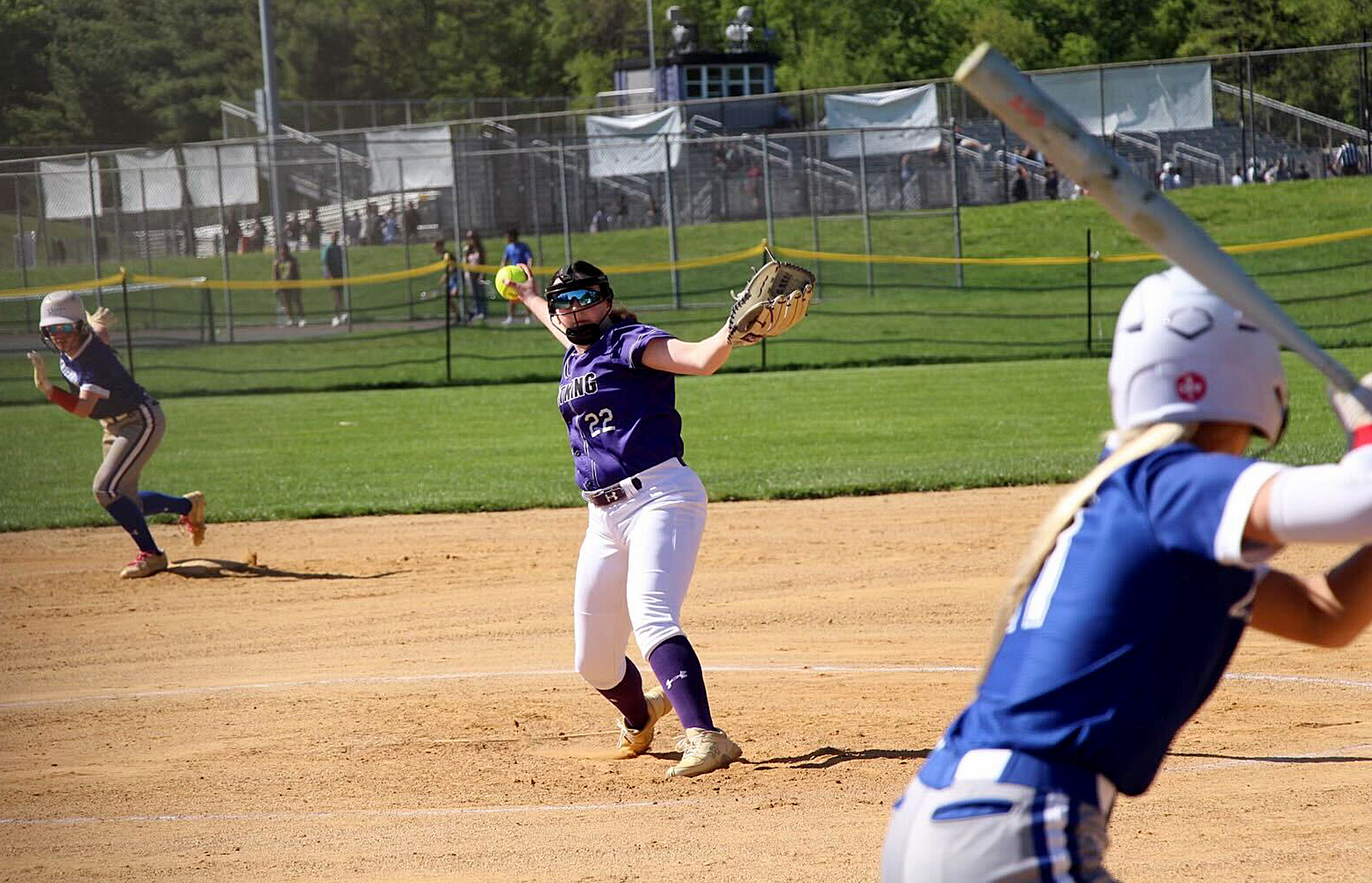 Long Reach pitcher Riley Slonac throws a pitch in the...