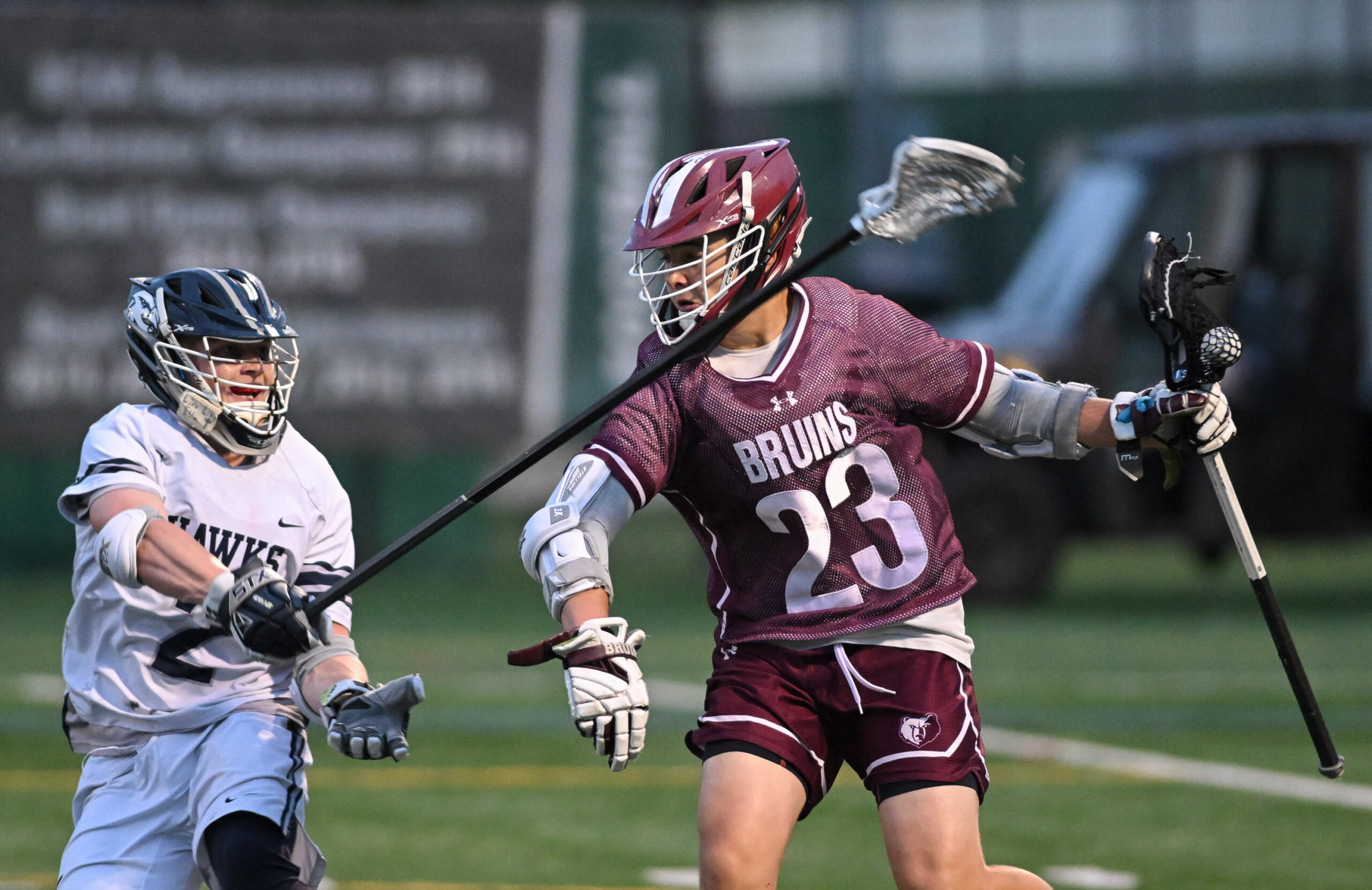 Broadneck’s Wyatt Hicks, right, works against Urbana’s JP McEvoy in...