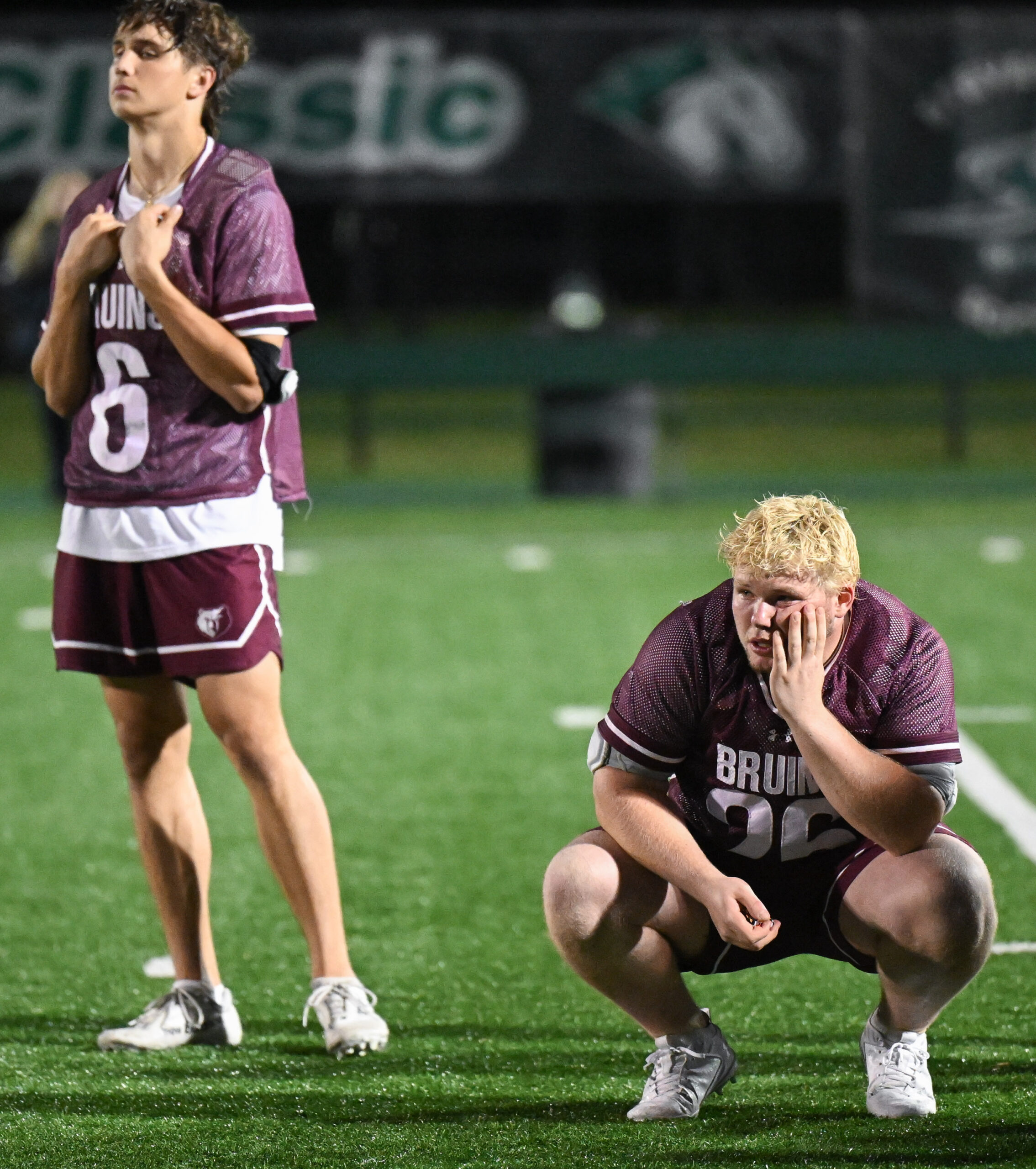 Broadneck’s Wyatt Shaw, left, and Keaton Walker react after losing...