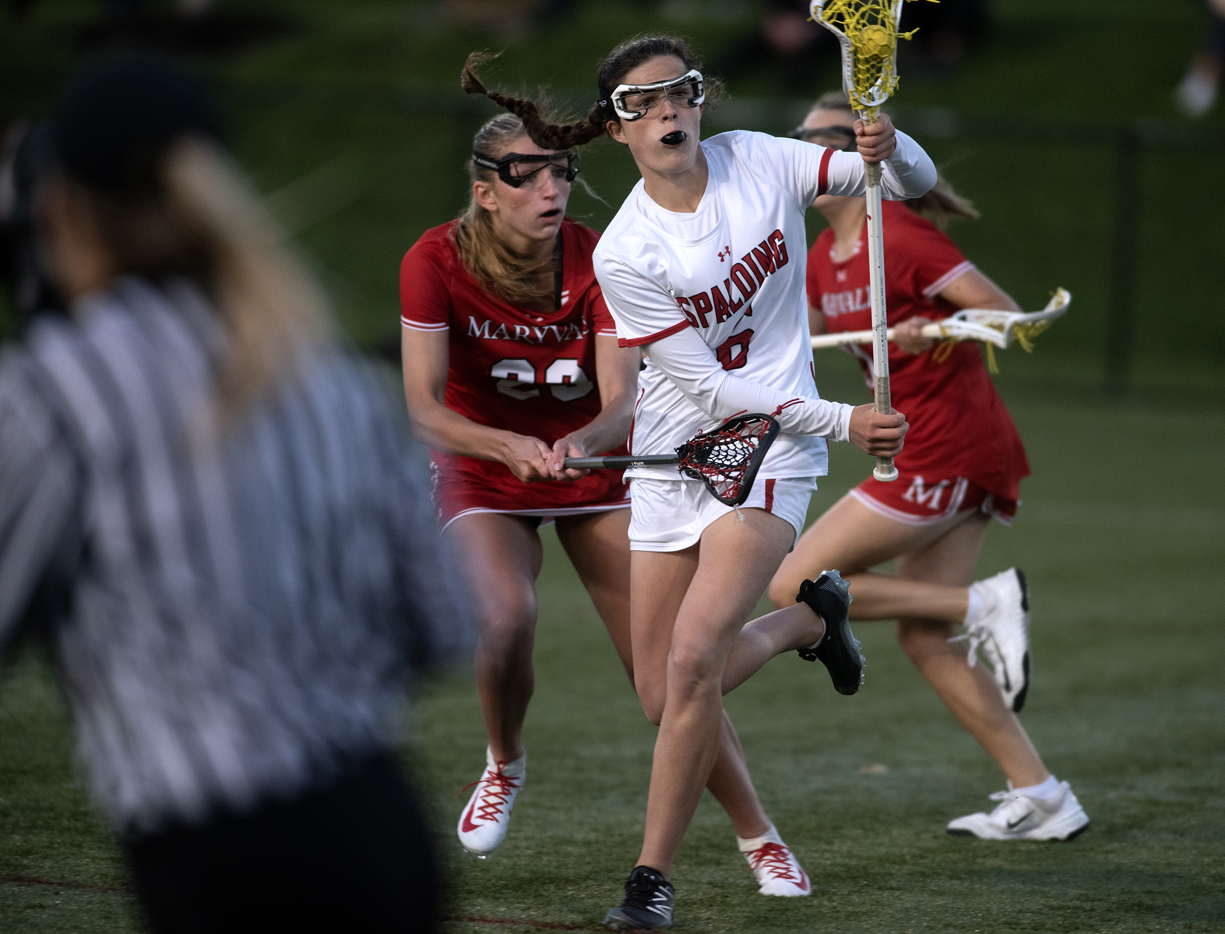 May 9, 2025-Spalding’s Ella Bartek carries the ball against Maryvale...