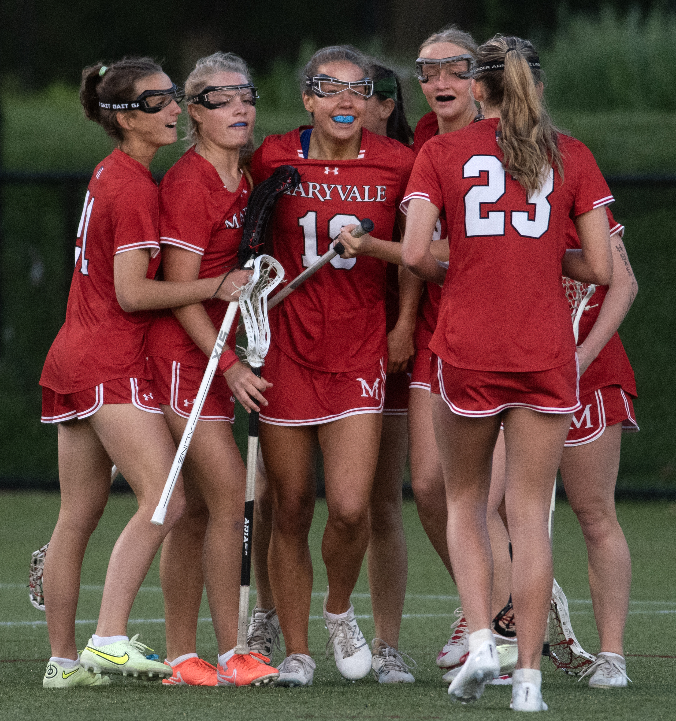 May 9, 2025-Maryvale celebrates after a goal by Lainey Minderlein,...