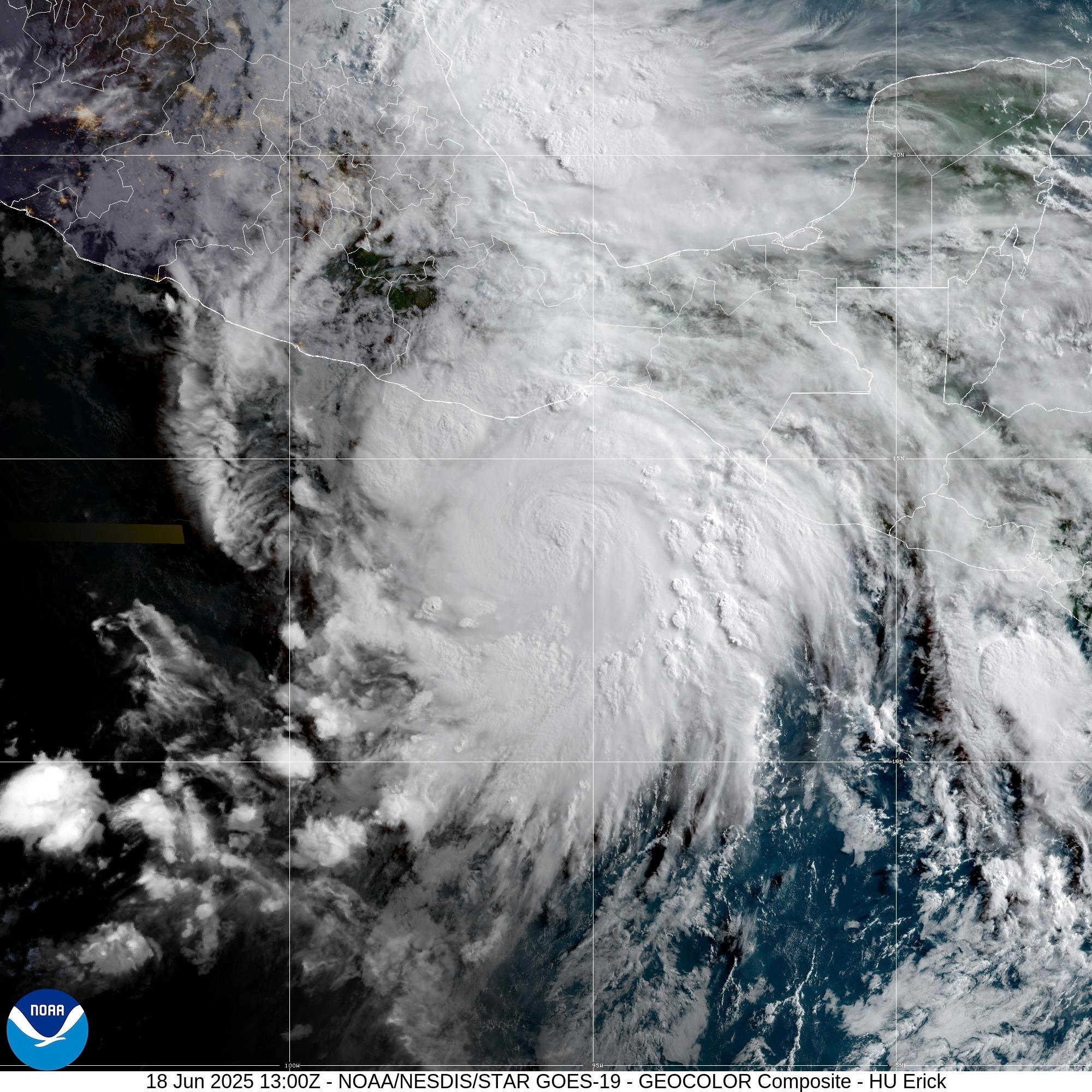 This satellite image provided by the National Oceanic and Atmospheric...