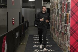 Dec 21, 2023; Portland, Oregon, USA; Washington Wizards power forward Danilo Gallinari (88) arrives to the arena prior to the game against the Portland Trail Blazers at Moda Center. Mandatory Credit: Soobum Im-USA TODAY Sports