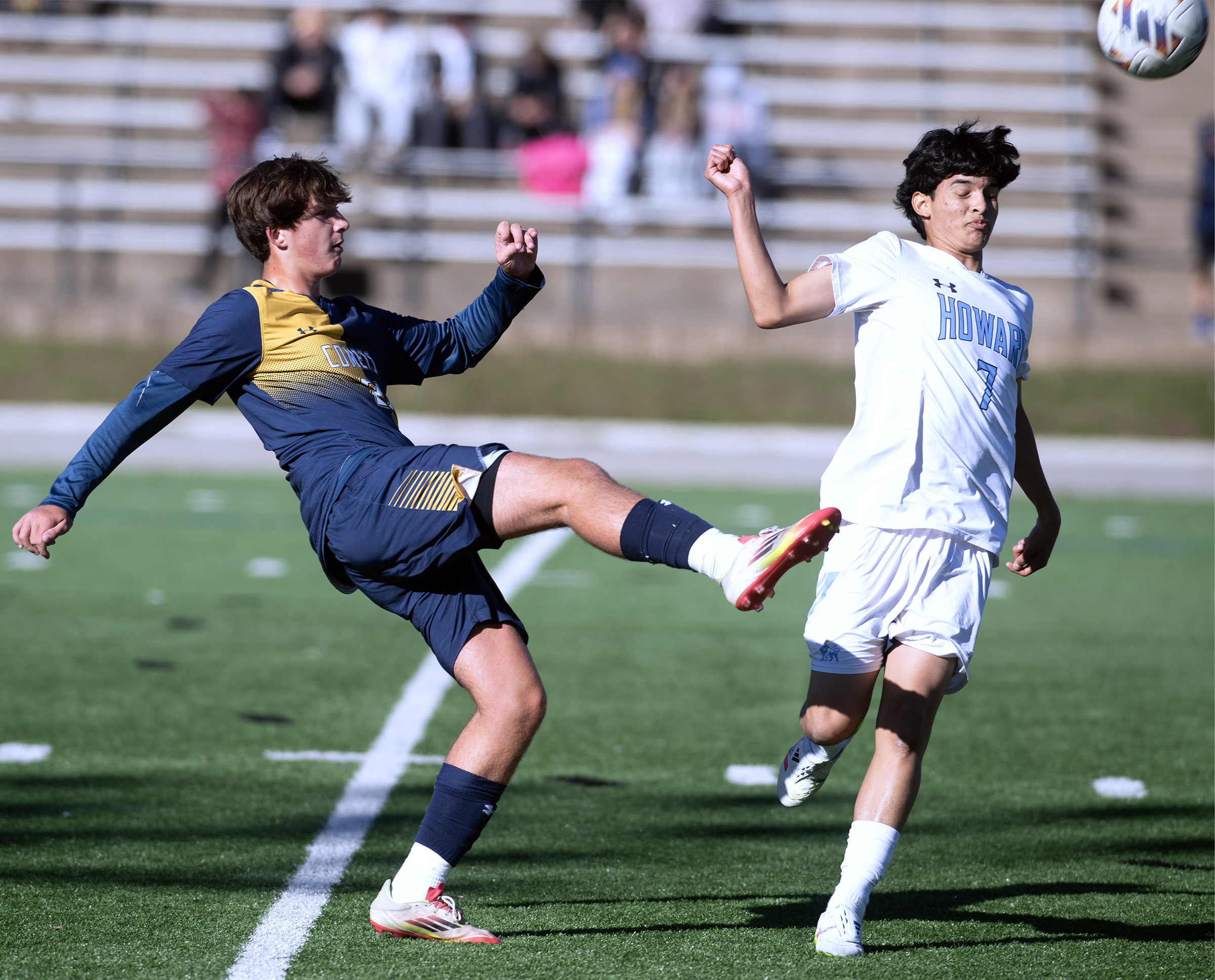 Oct. 25, 2025- Catonsville's Finley Tracht kicks the ball past...