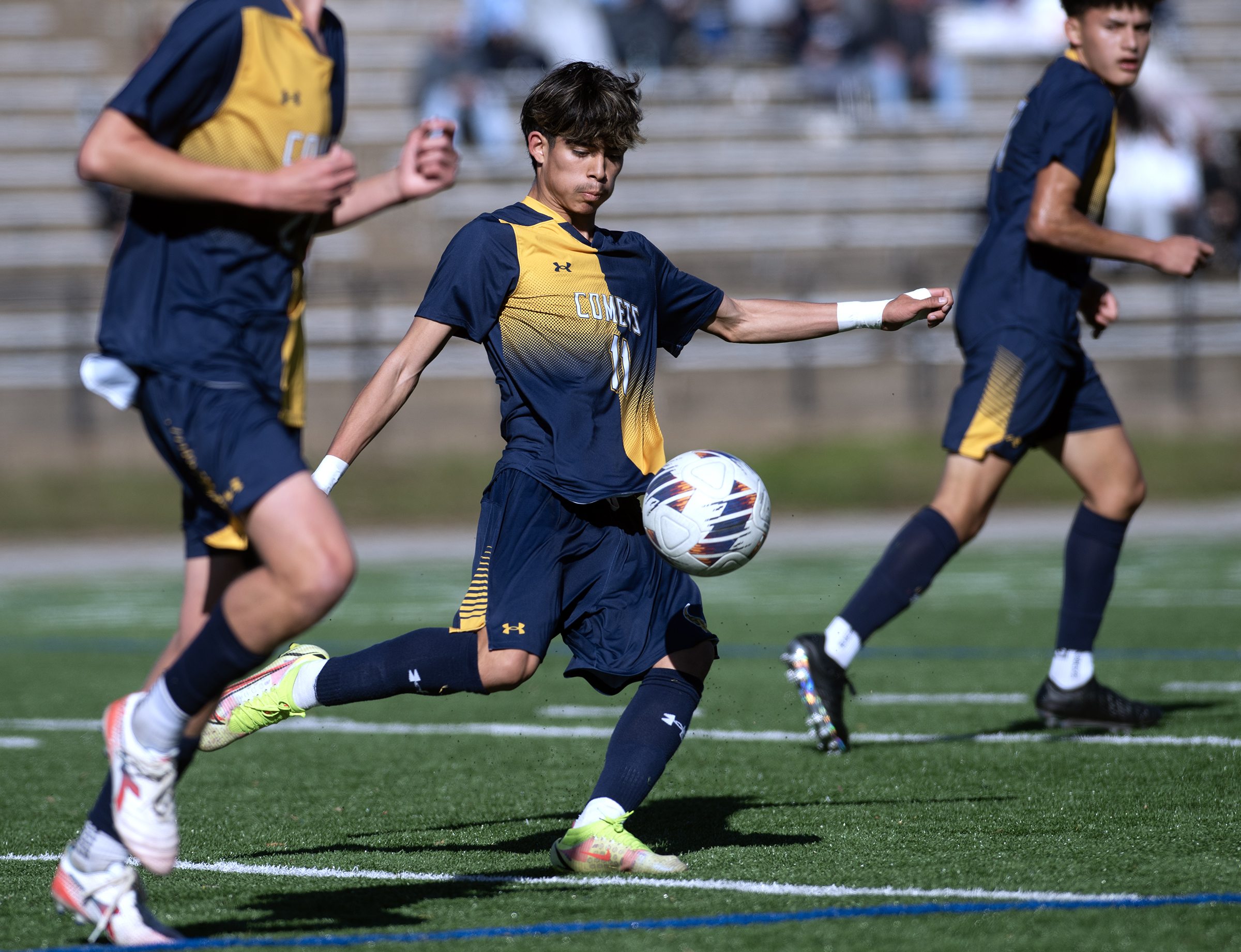 Oct. 25, 2025- Catonsville's Chris Argueta clears the ball against...