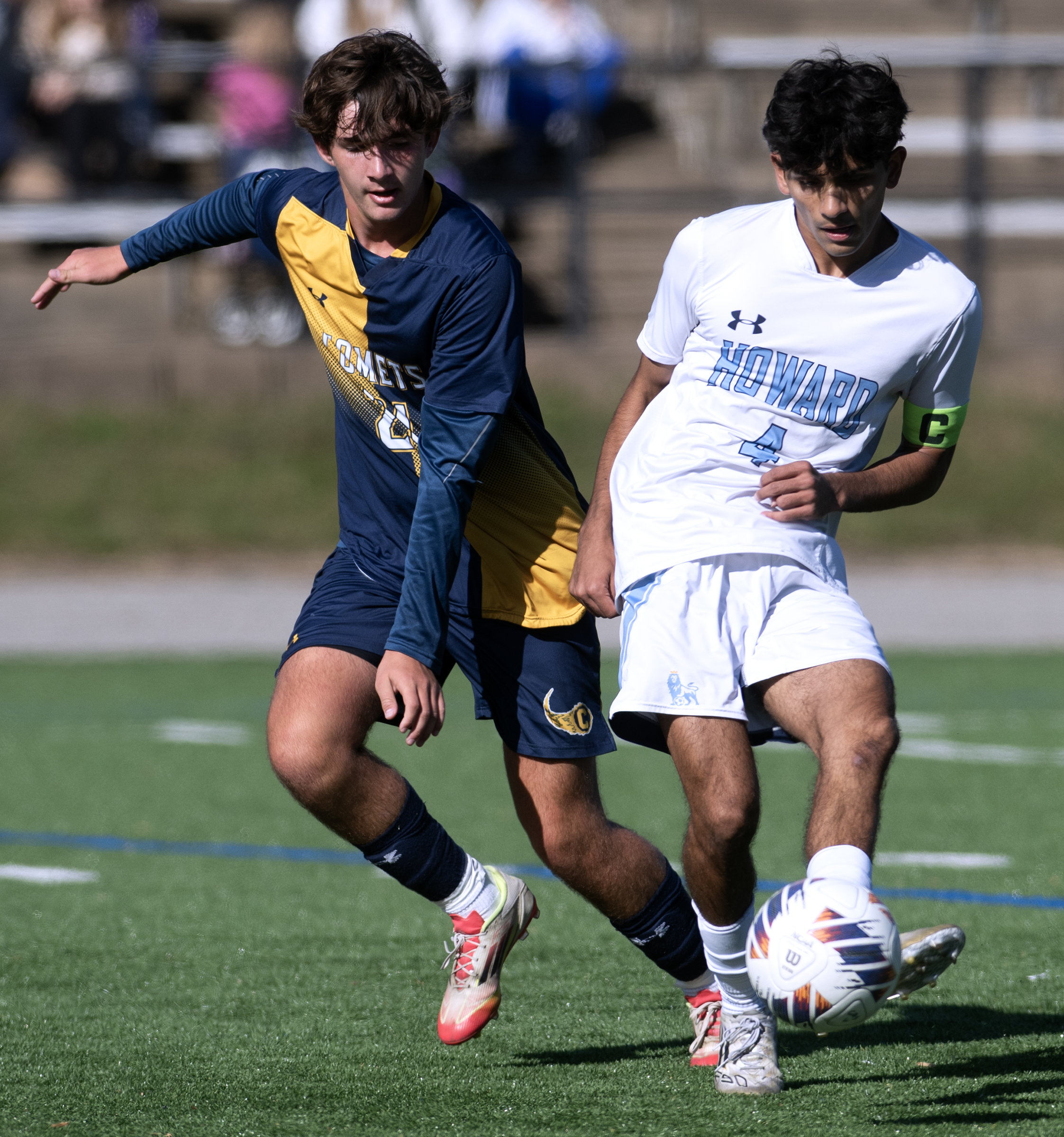 Oct. 25, 2025- Howard's Zayden Greivis passes against Catonsville's Finley...