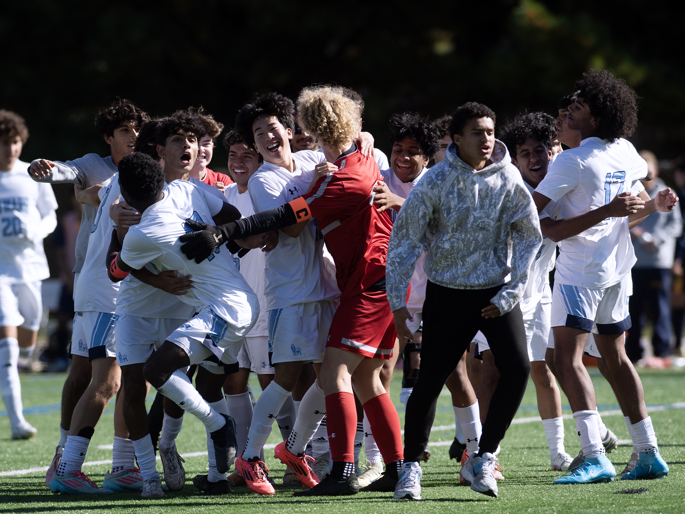 Howard celebrates after beating Catonsville, 2-1, in the Class 3A...