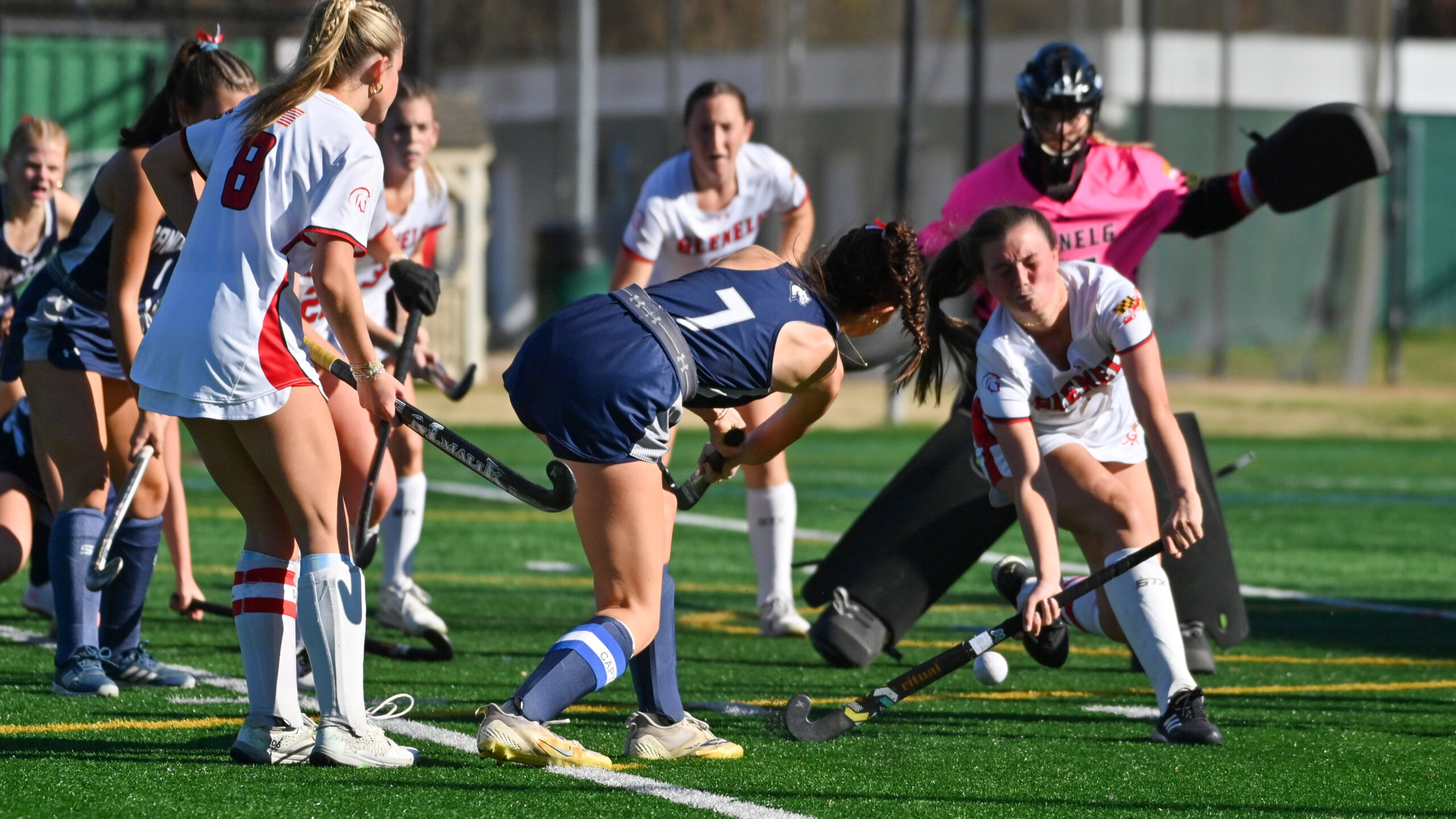 Manchester Valley's Ally Zour #7 fires a shot deflected by...