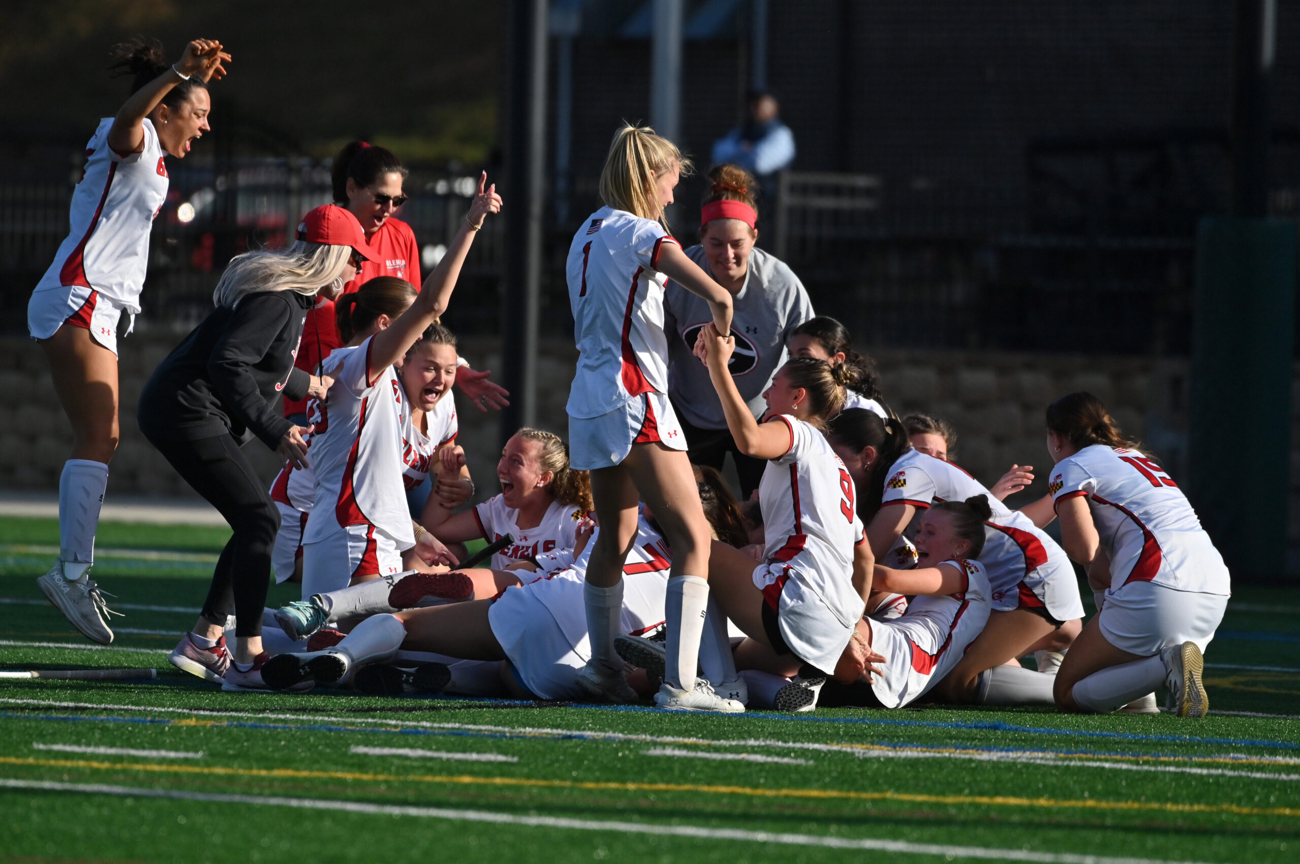 Glenelg players celebrate following their win over Manchester Valley during...