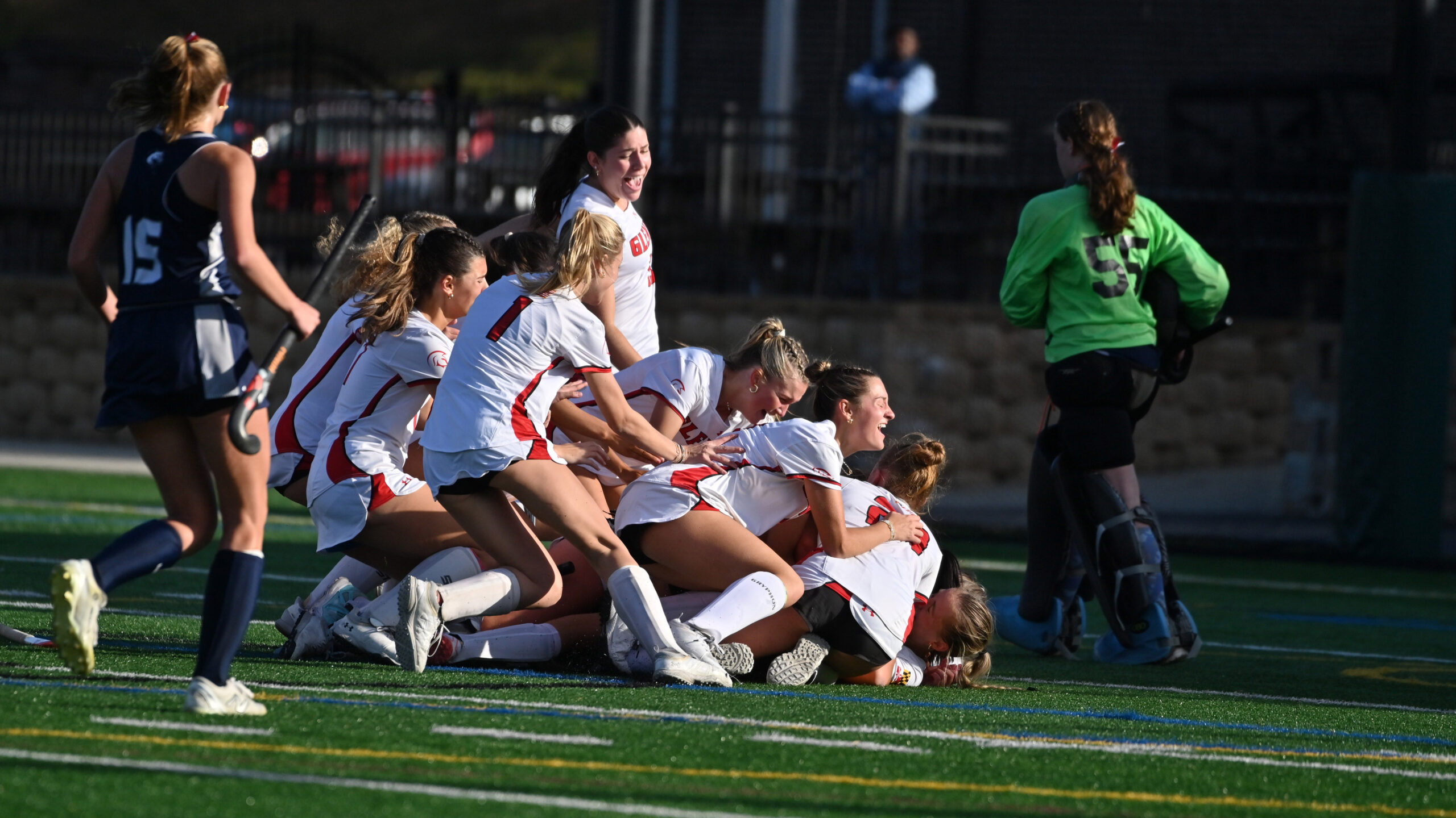 Glenelg players celebrate following their win over Manchester Valley during...