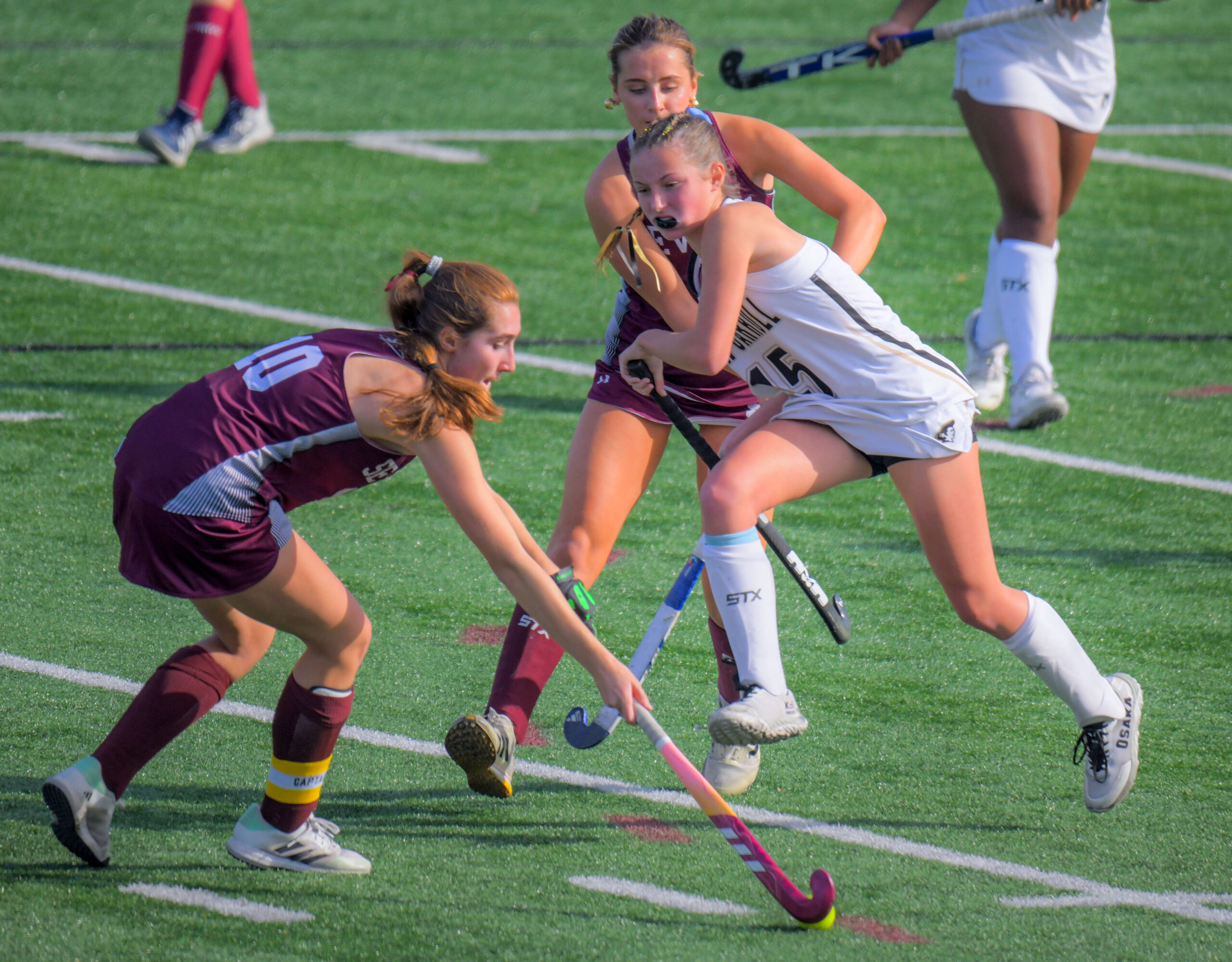 Severn Admiral Patriots midfielder Anna Campion #10 steals the ball...