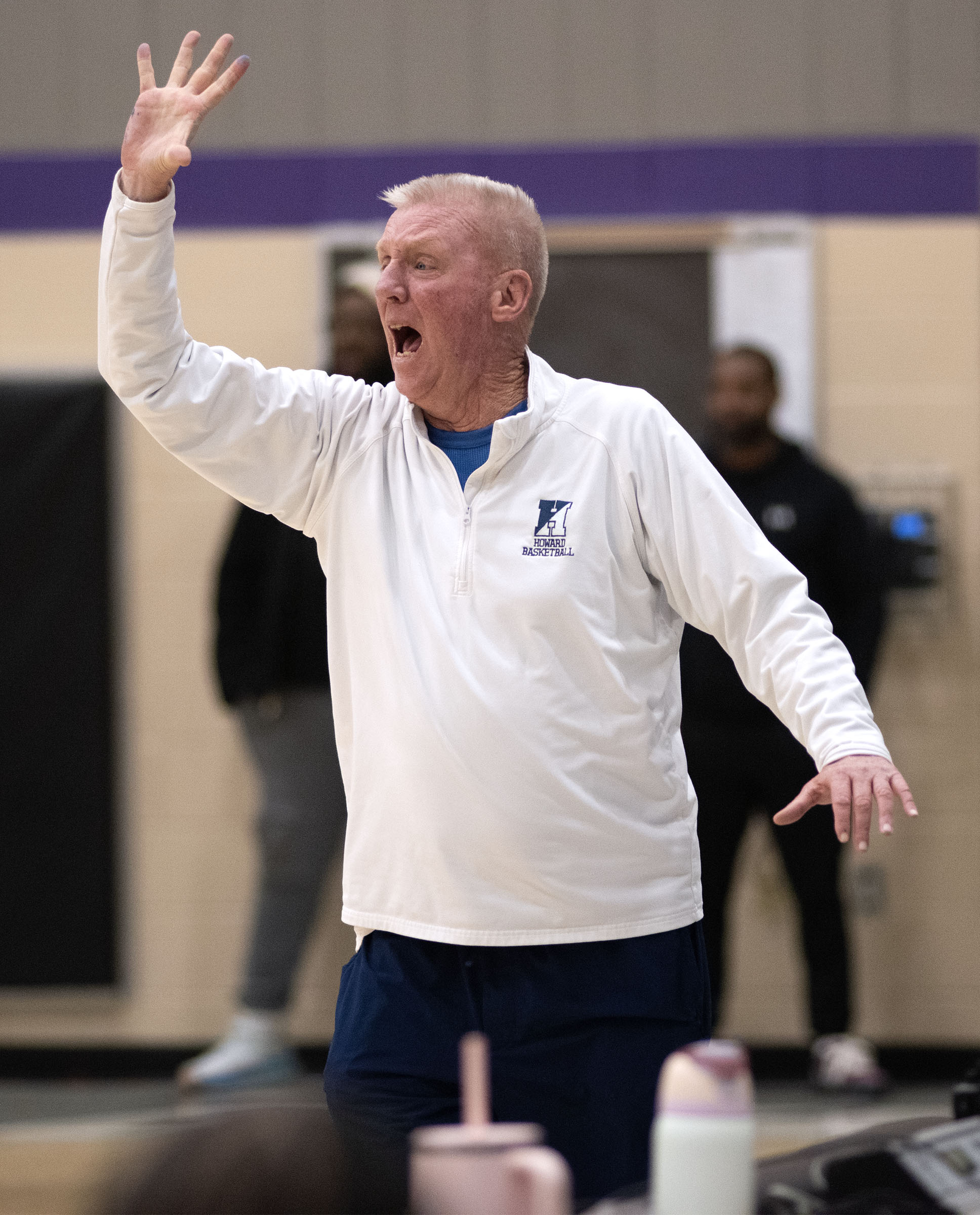 Dec. 22, 2025- Howard boys basketball coach Michael Twardowicz coaches...