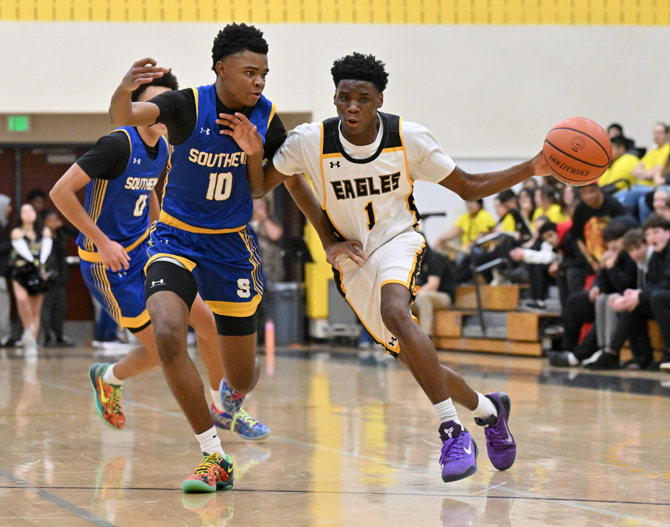 Jan. 06, 2026 Southern Bulldogs Myles Brice #10 guards Northeast...