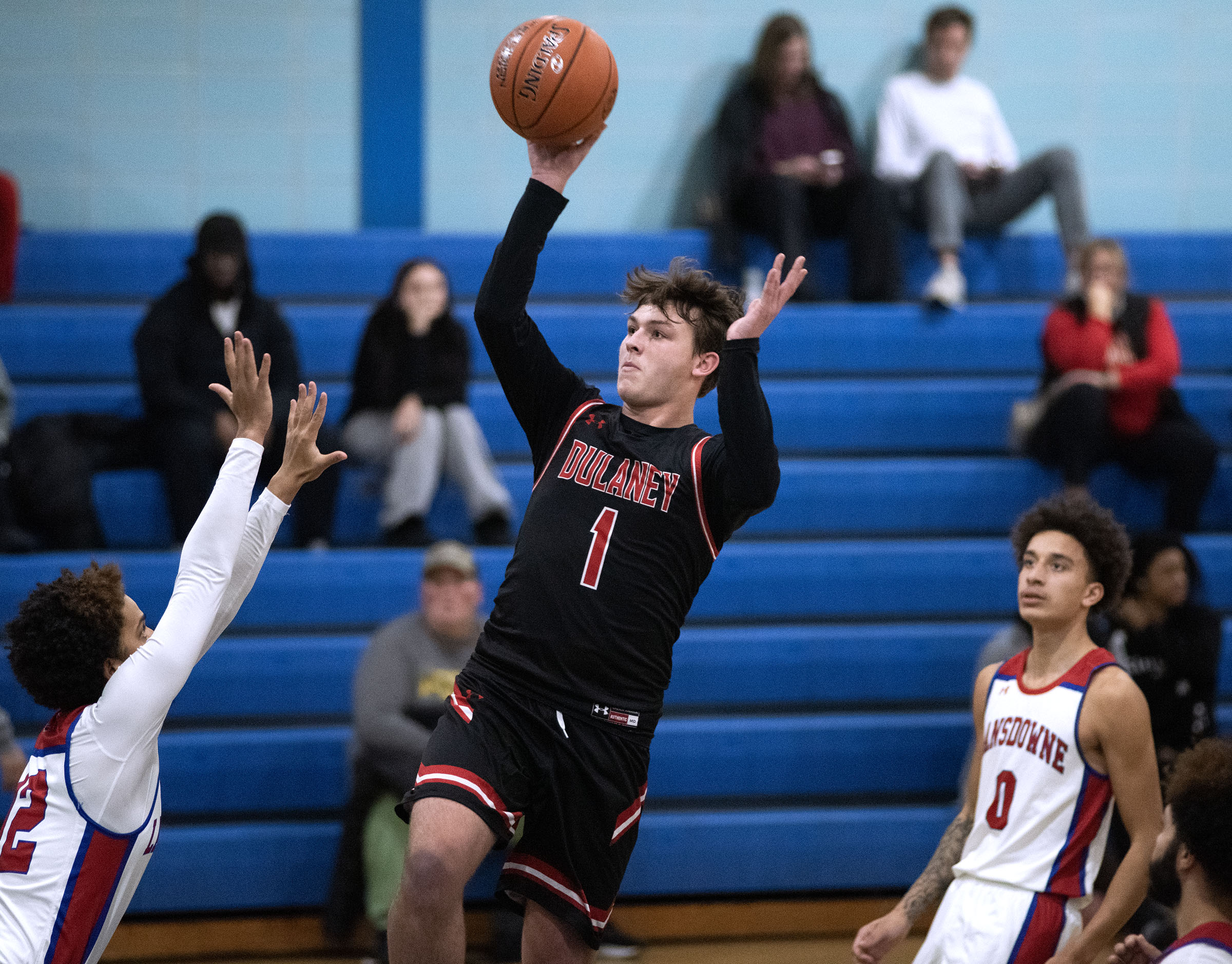 Jan. 7, 2026- Dulaney's Chase Huber shoots against Lansdowne at...