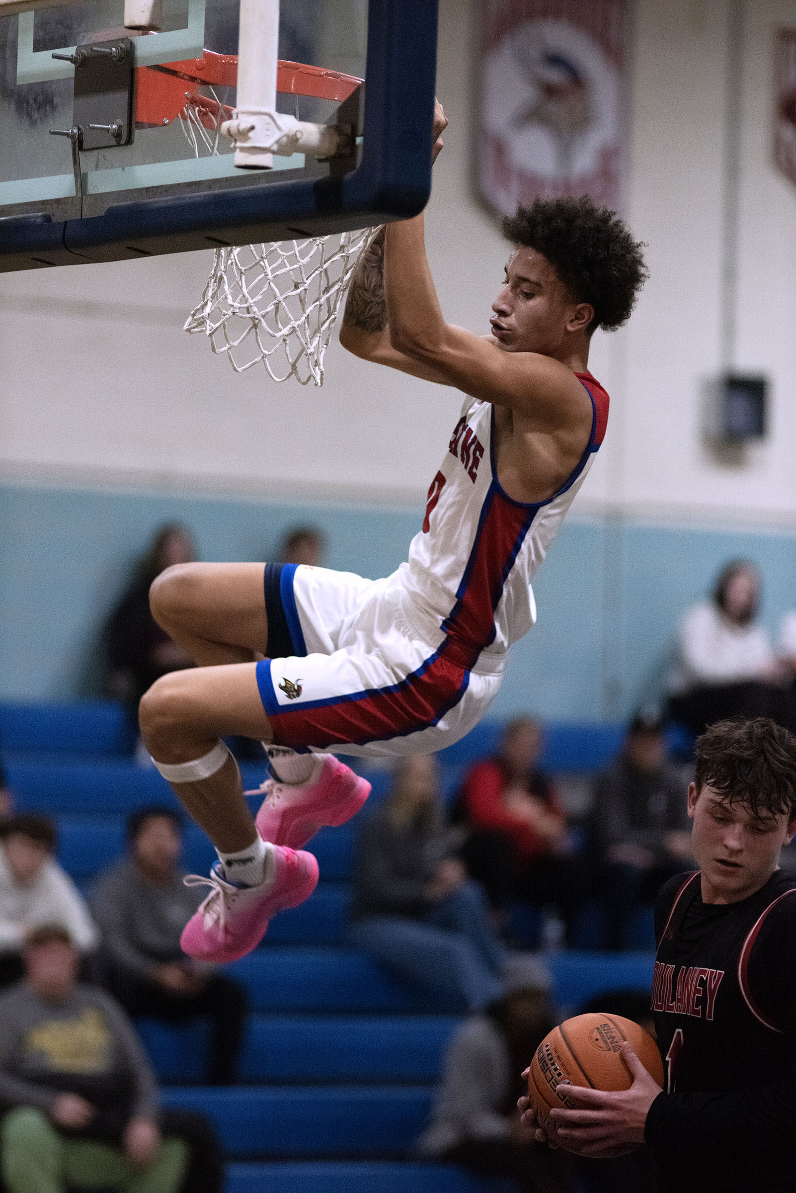 Jan. 7, 2026- Lansdowne's Trevor Howard holds the rim after...